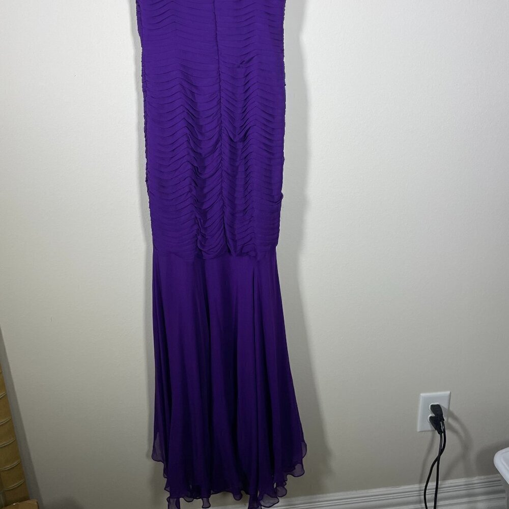 Kurt Thomas Women's Strapless Purple Wedding Ball Gown Chiffon Layered Size: 0 - Picture 5 of 6